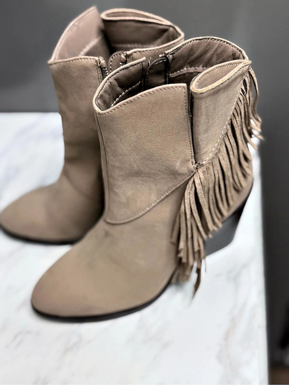 Maurices Danielle Fringe Wedge Booties Brown